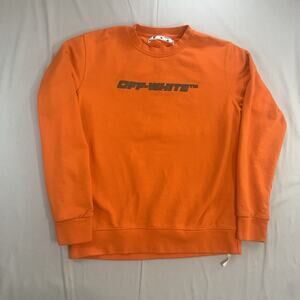 Off White Main Label Orange Crew Neck Sweatshirt Spell Out Adult Size XL